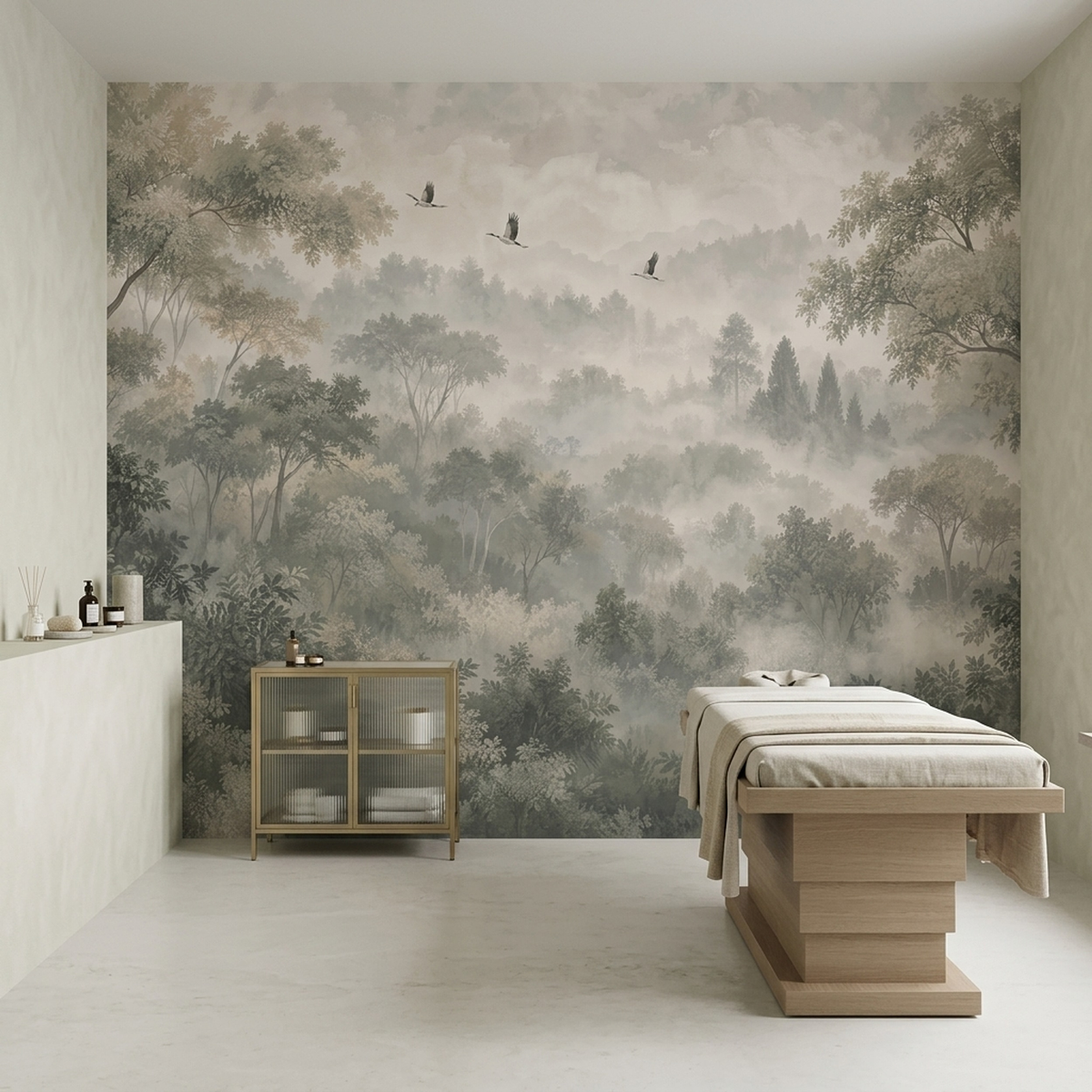 Misty Woodland Hills Wallpaper Panoramic Wall Mural
