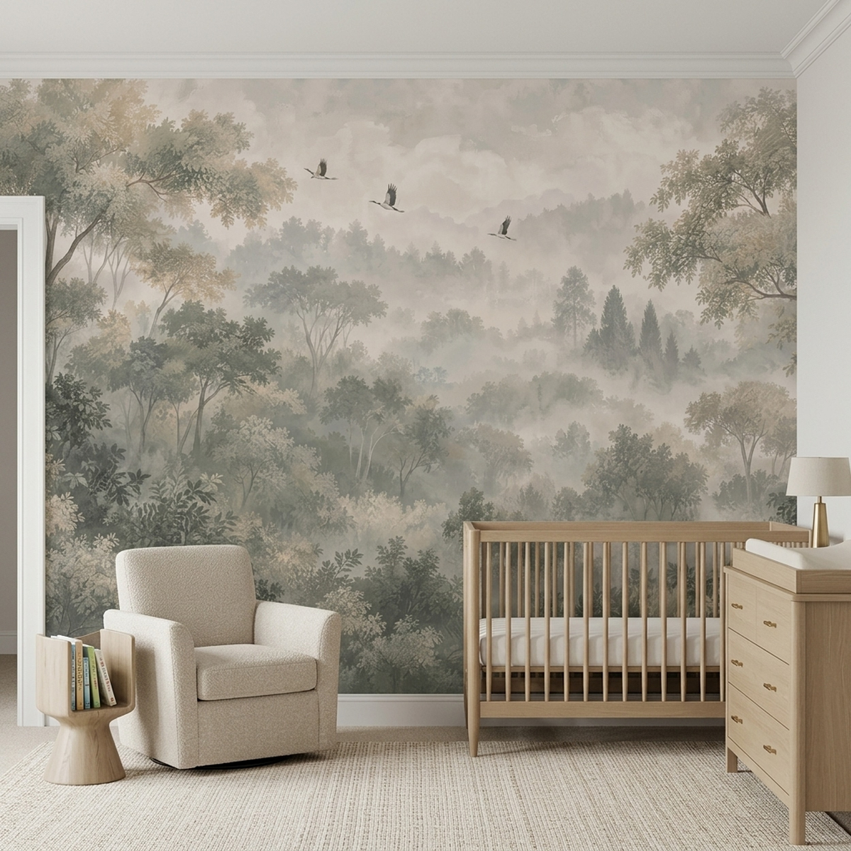 Misty Woodland Hills Wallpaper Panoramic Wall Mural