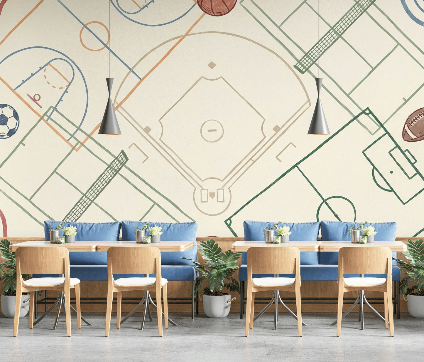 Sports Fields Wallpaper Geometric Abstract Wall Mural