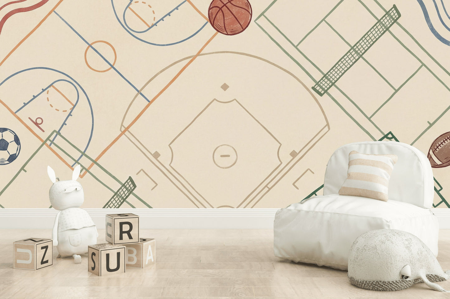 Sports Fields Wallpaper Geometric Abstract Wall Mural