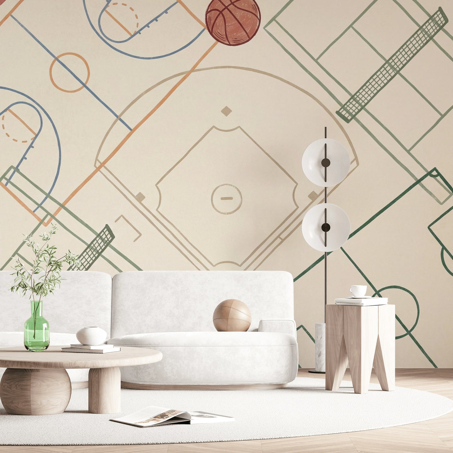 Sports Fields Wallpaper Geometric Abstract Wall Mural