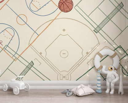 Sports Fields Wallpaper Geometric Abstract Wall Mural