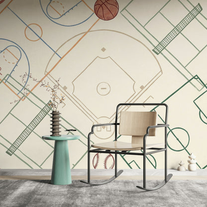 Sports Fields Wallpaper Geometric Abstract Wall Mural