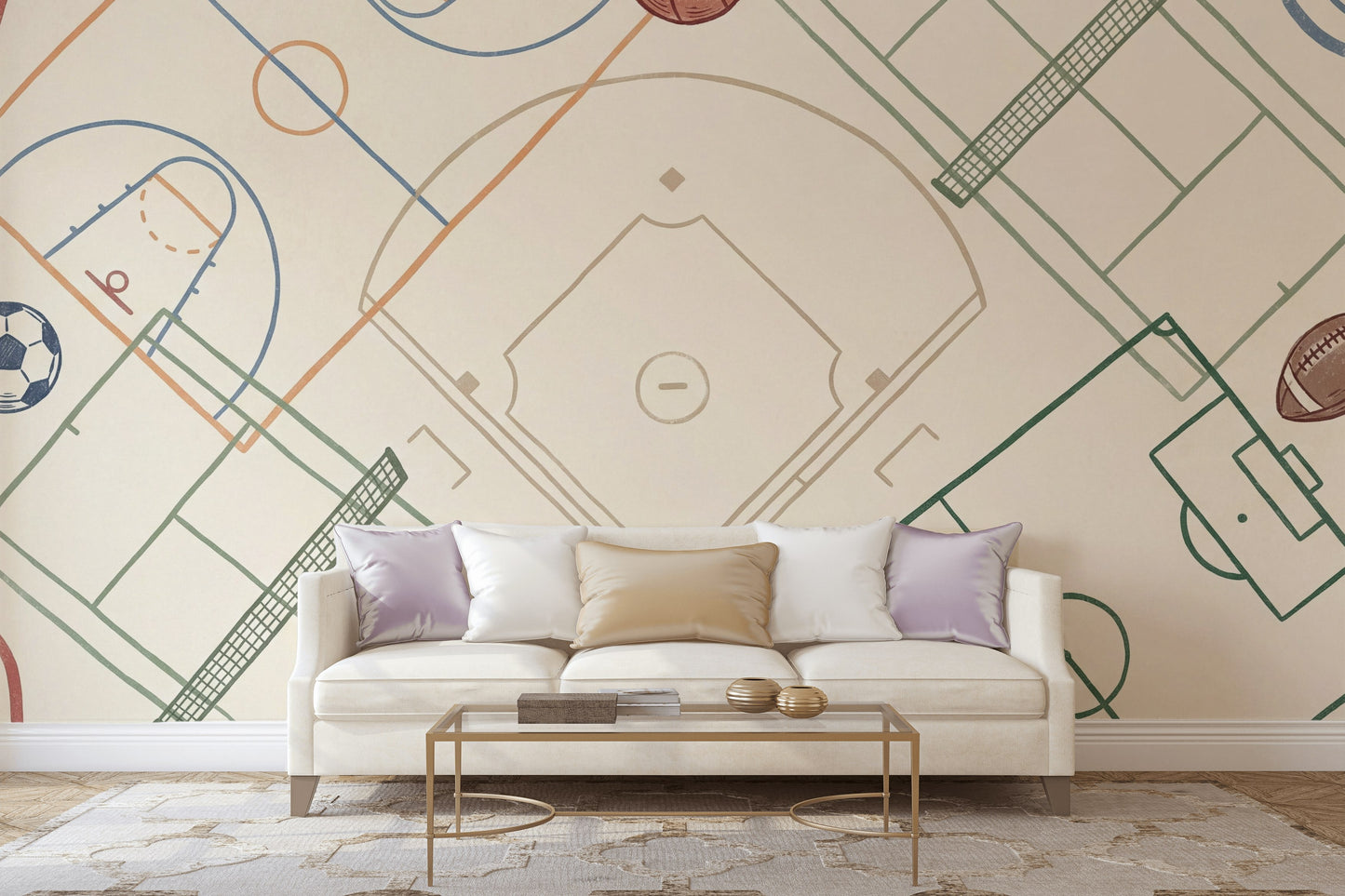 Sports Fields Wallpaper Geometric Abstract Wall Mural