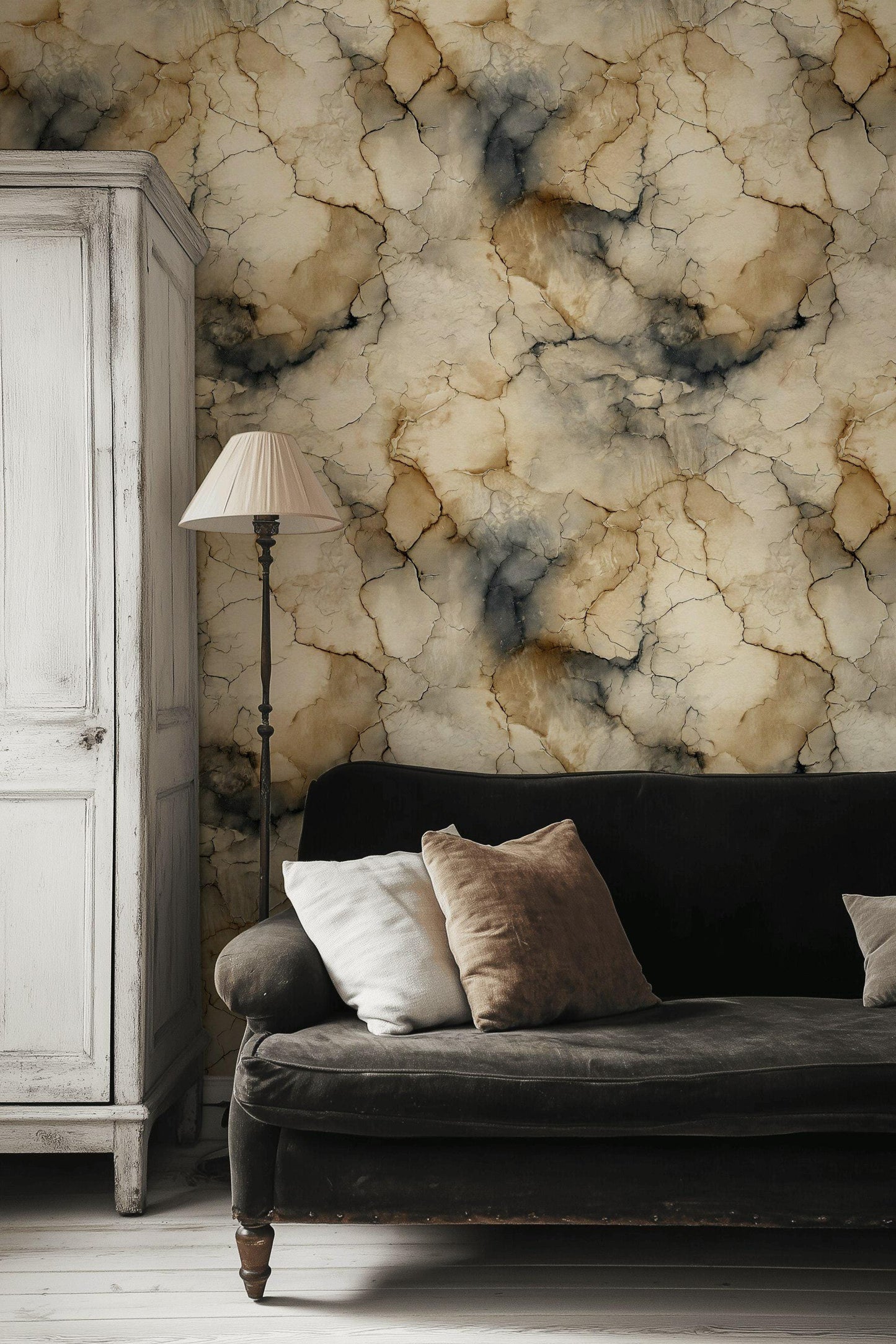 Cracked Earth Texture Wallpaper | Abstract distressed Wall Mural | Neutral Peel and Stick Decor