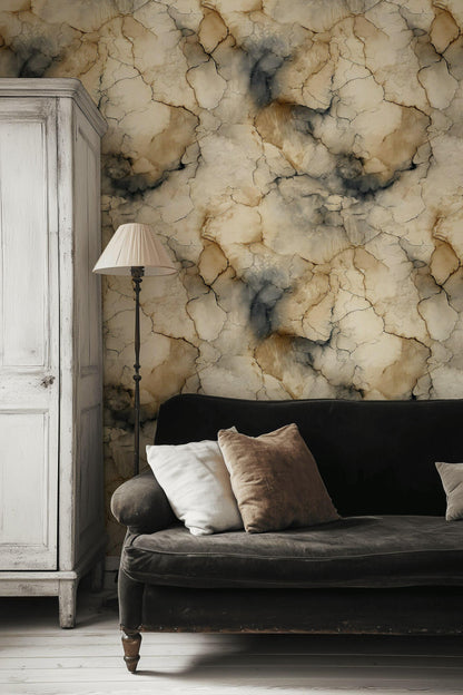 Cracked Earth Texture Wallpaper | Abstract distressed Wall Mural | Neutral Peel and Stick Decor