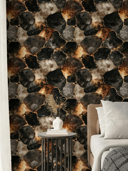 Rustic Faux Stone Wallpaper: Peel and Stick Watercolor Rock Wall Mural