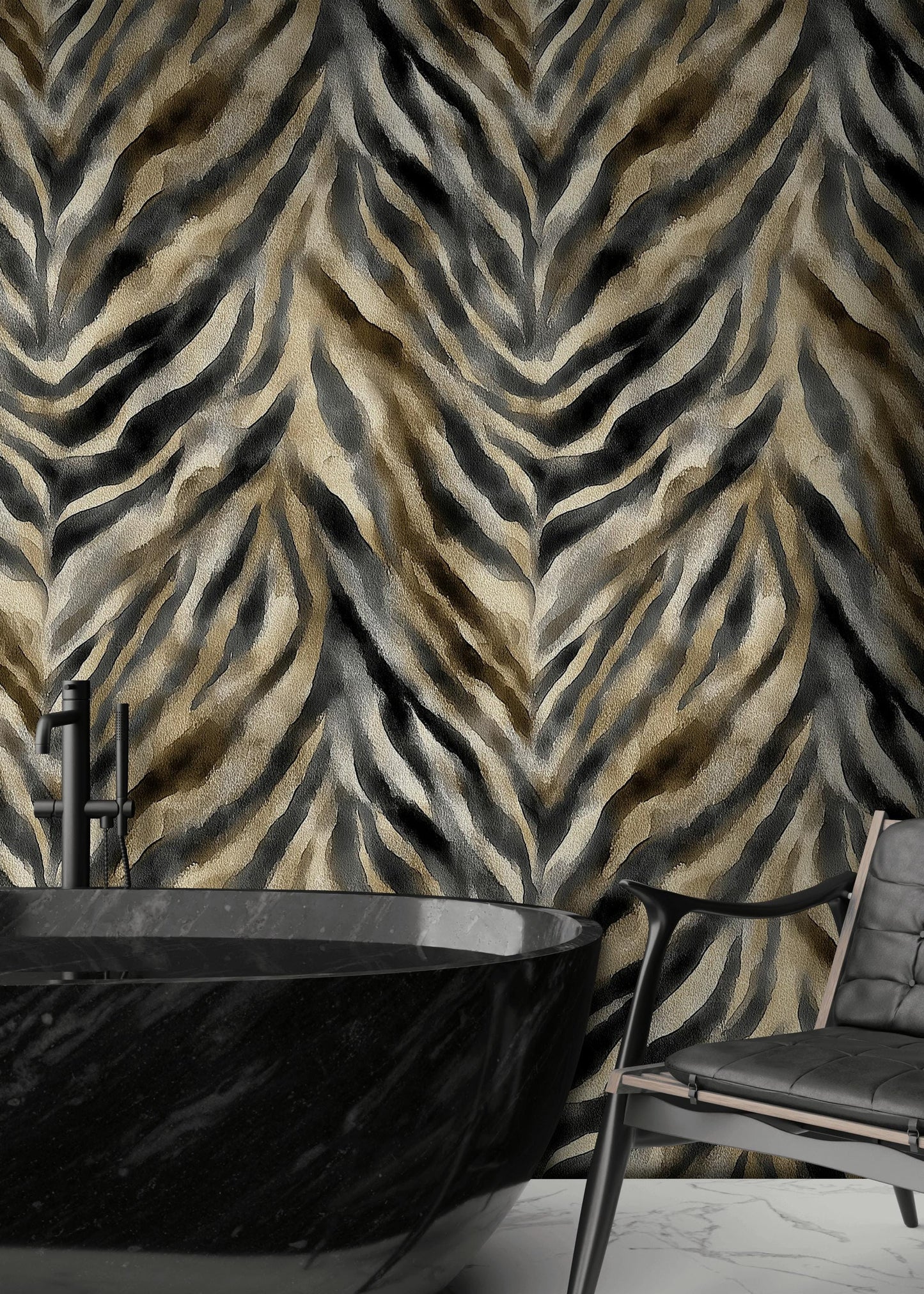 Zebra Print Wallpaper, Abstract Animal Print Wall Mural, Neutral Tones Peel and Stick Decor