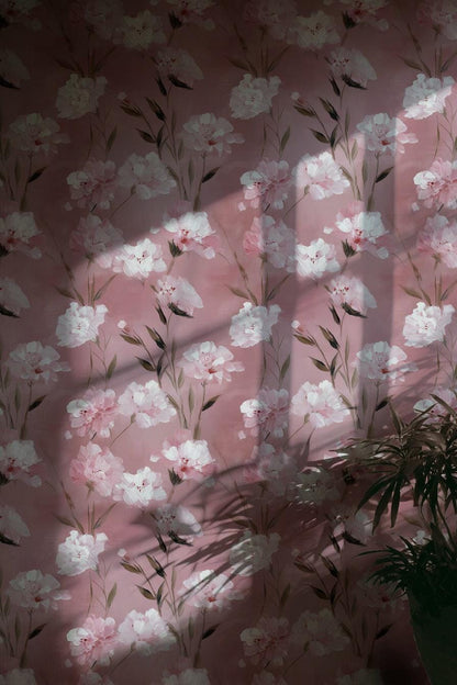 Romantic Pink Floral Wallpaper | Soft Textured Flower Wall Mural | Blush Peel and Stick Decor