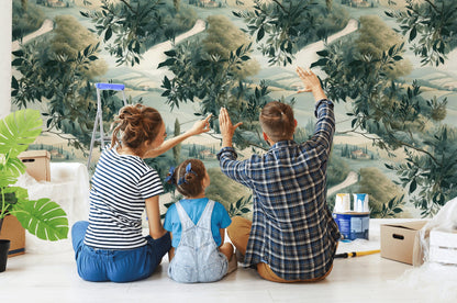 Tuscan Landscape Wallpaper | Olive Tree Wall Mural | Italian Countryside Peel and Stick Decor