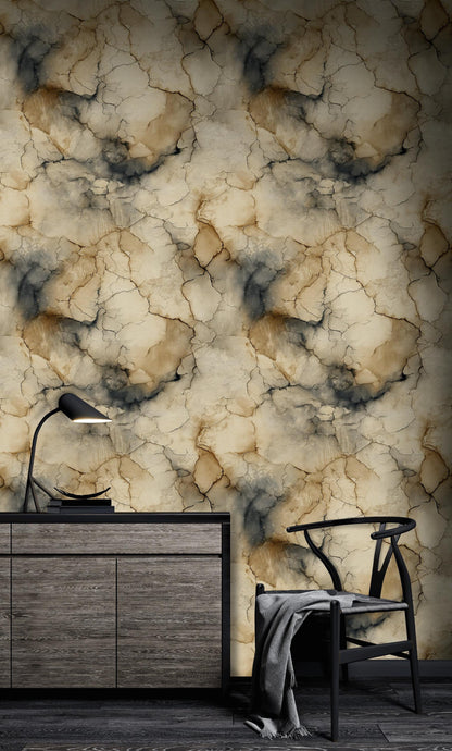 Cracked Earth Texture Wallpaper | Abstract distressed Wall Mural | Neutral Peel and Stick Decor