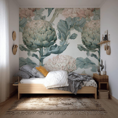 Vintage Botanical Peel and Stick Wallpaper: Artichoke Floral Mural