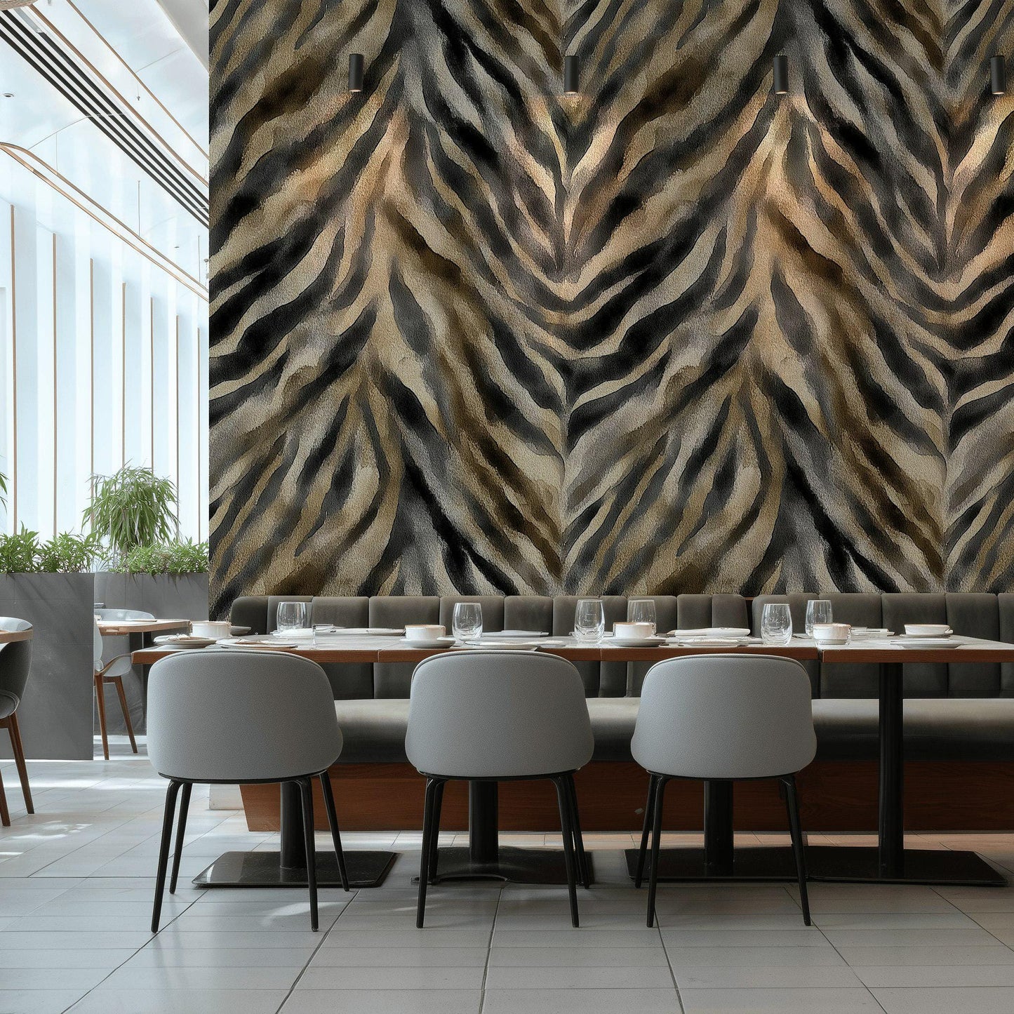 Zebra Print Wallpaper, Abstract Animal Print Wall Mural, Neutral Tones Peel and Stick Decor