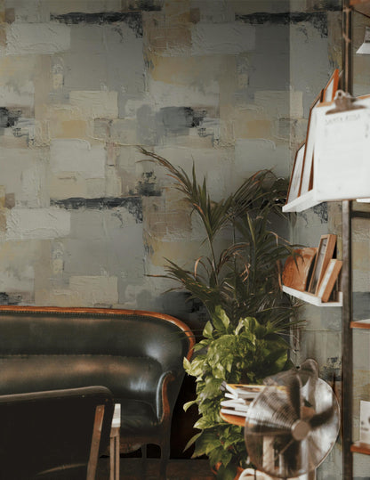 Abstract Textured Plaster Wallpaper | Modern Neutral Wall Mural | Minimalist Peel and Stick Decor