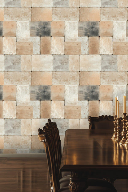 Rustic Brick Peel and Stick Wallpaper: Farmhouse Cabin Wall Mural