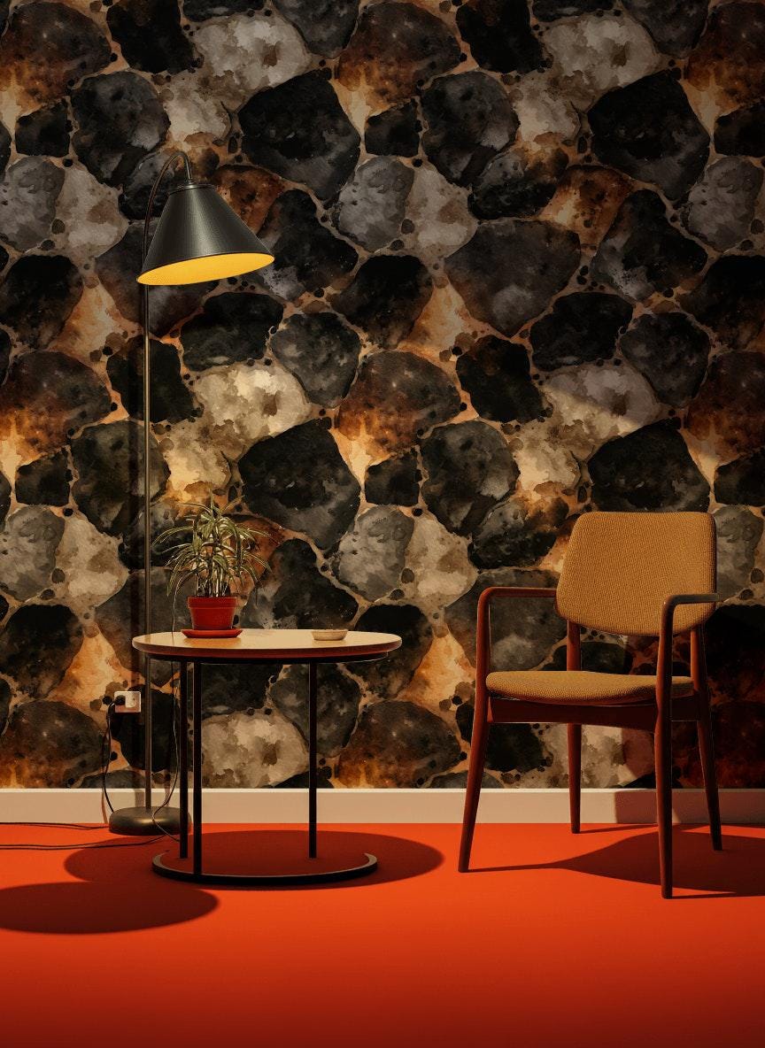 Rustic Faux Stone Wallpaper: Peel and Stick Watercolor Rock Wall Mural