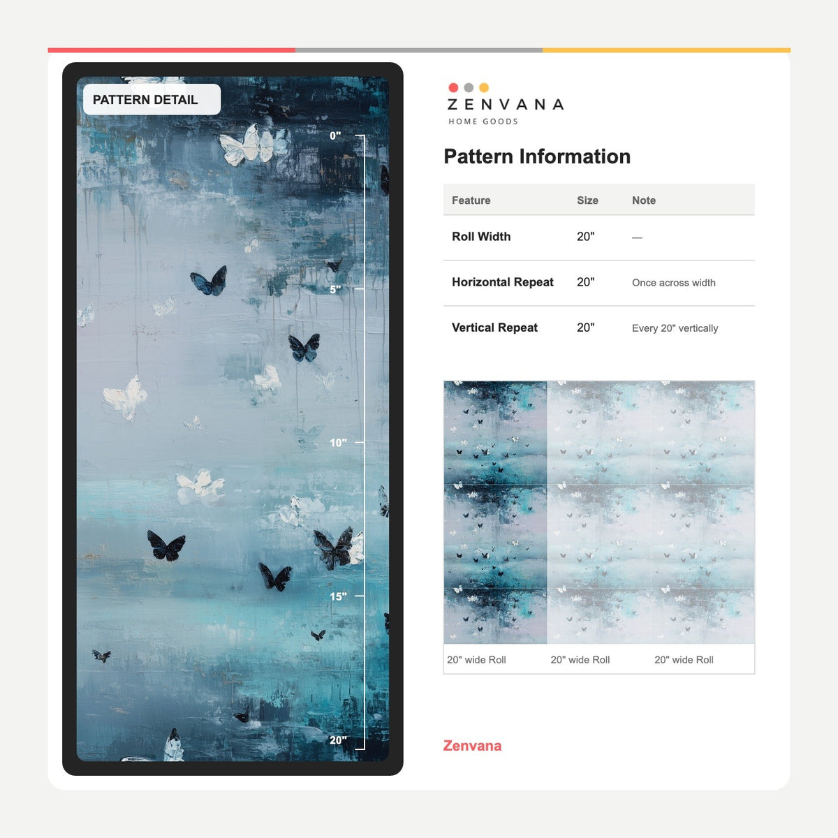 Butterfly Flight Wallpaper in Atmospheric Blue Abstract Layers