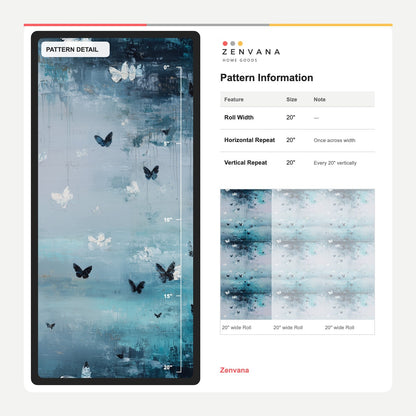 Butterfly Flight Wallpaper in Atmospheric Blue Abstract Layers