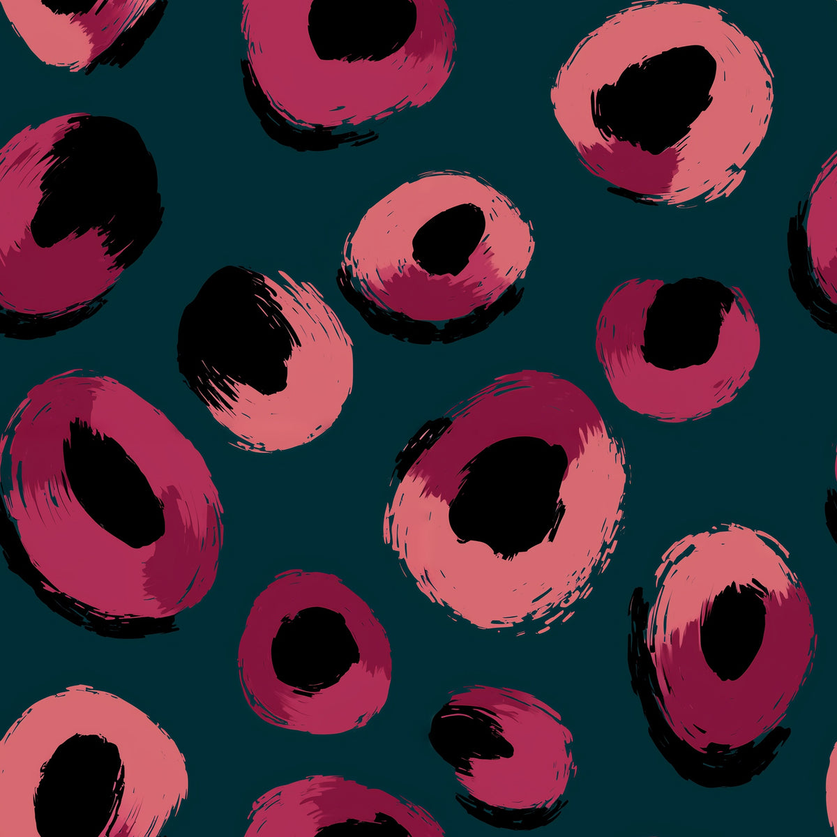 Pink Brushstroke Spot Wallpaper on Deep Teal