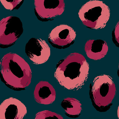 Pink Brushstroke Spot Wallpaper on Deep Teal