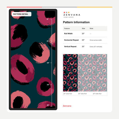 Pink Brushstroke Spot Wallpaper on Deep Teal