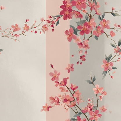 Chinoiserie Blossom Wallpaper Botanical Trellis Soft Stripe