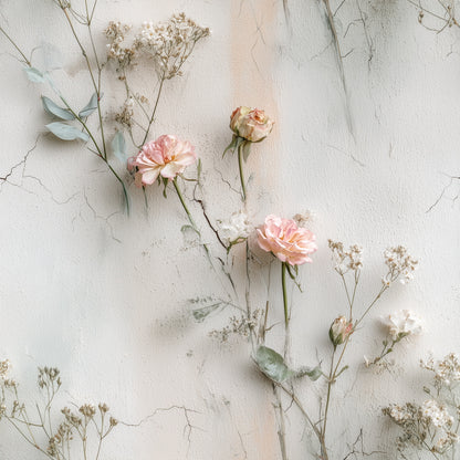 Soft Pastel Plaster Wallpaper Blush Rose Botanical Floral