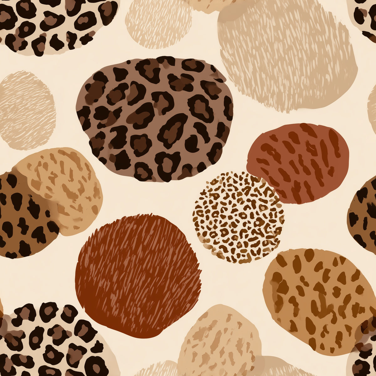 Leopard Print Circle Wallpaper in Terracotta and Caramel