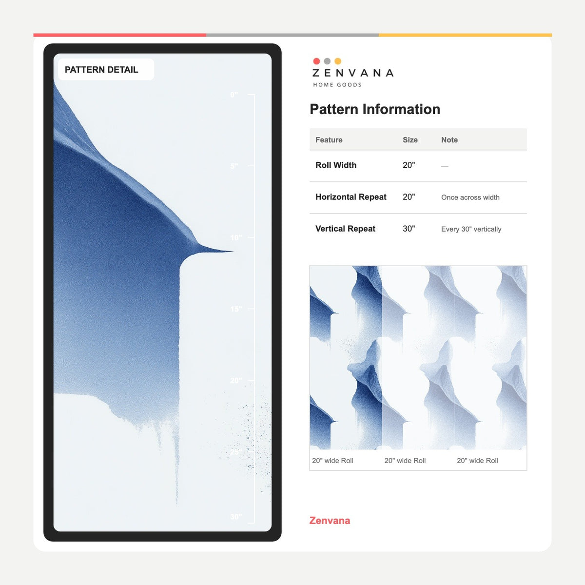 Sculptural Blue Fold Wallpaper with Airy Abstract Watercolor Forms