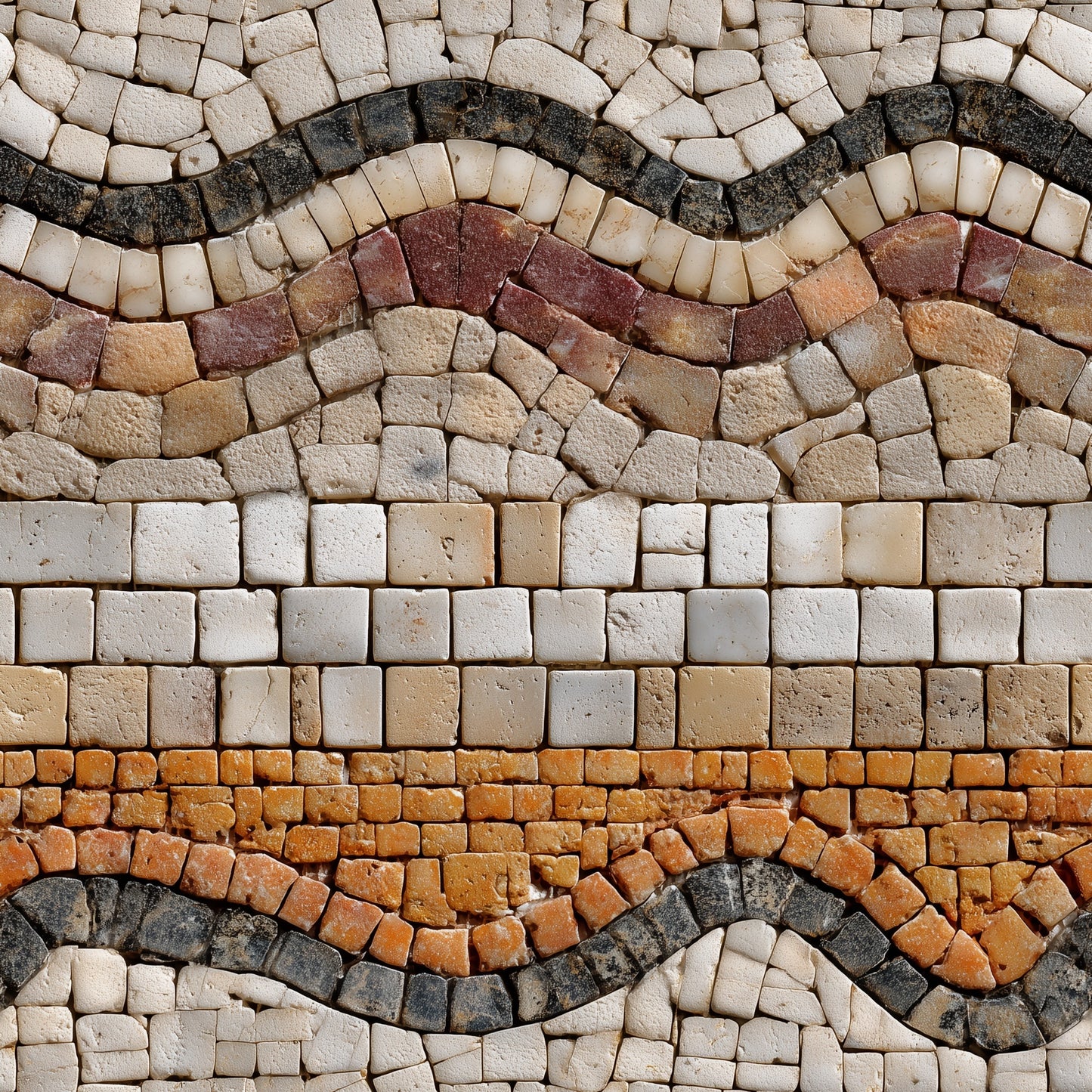 Travertine Mosaic Wallpaper Mediterranean Stone Tile Pattern Luxury Wall Decor