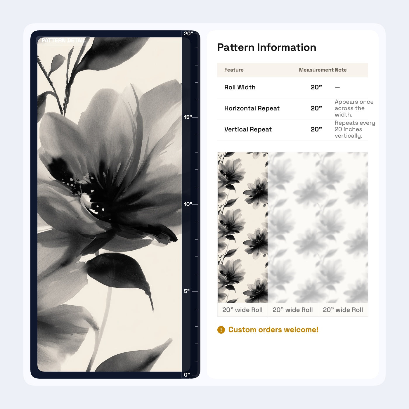 Black Floral Wallpaper Modern Botanical Neutral Statement Wall Decor