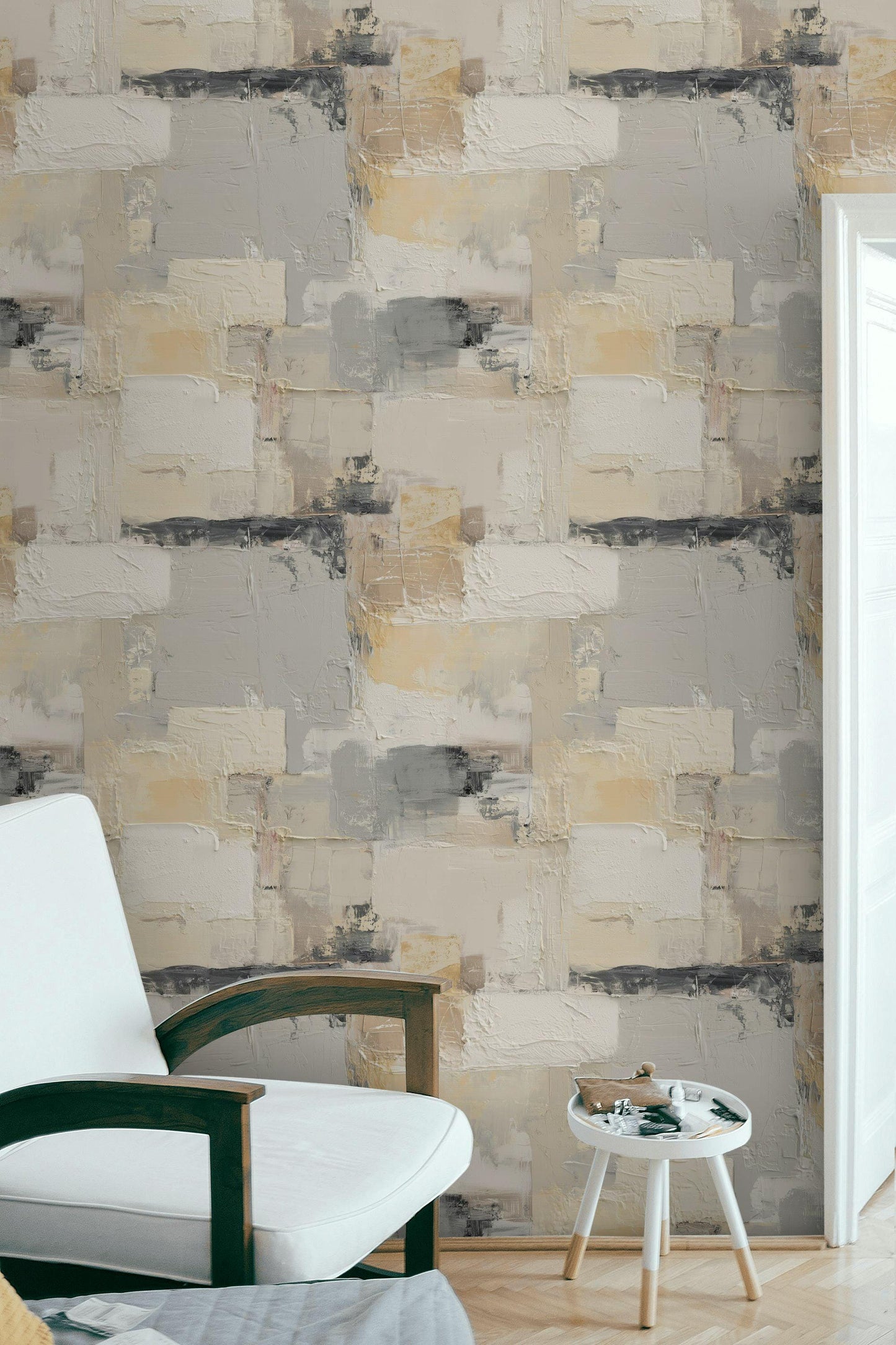 Abstract Textured Plaster Wallpaper | Modern Neutral Wall Mural | Minimalist Peel and Stick Decor