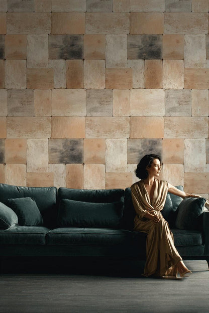 Rustic Brick Peel and Stick Wallpaper: Farmhouse Cabin Wall Mural