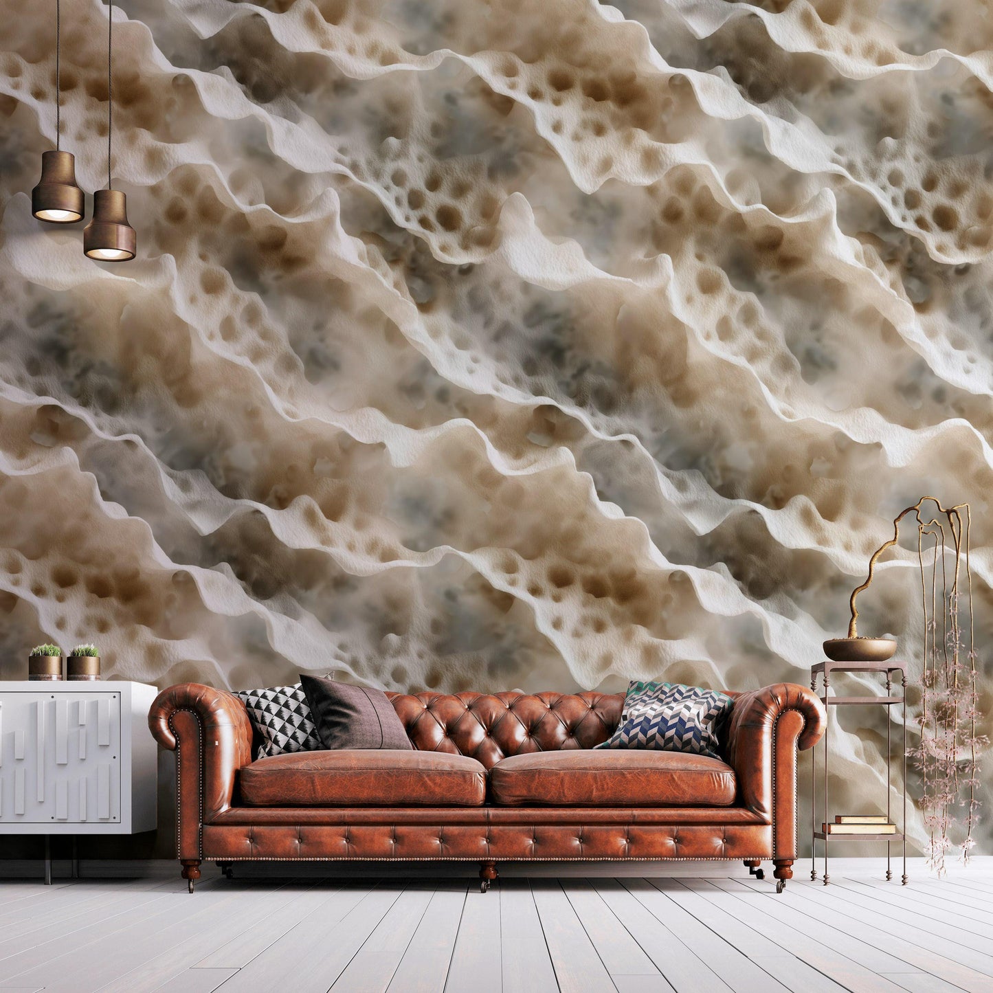 Ocean Wave Texture Wallpaper | Abstract Coral Reef Wall Mural | Coastal Peel and Stick Decor