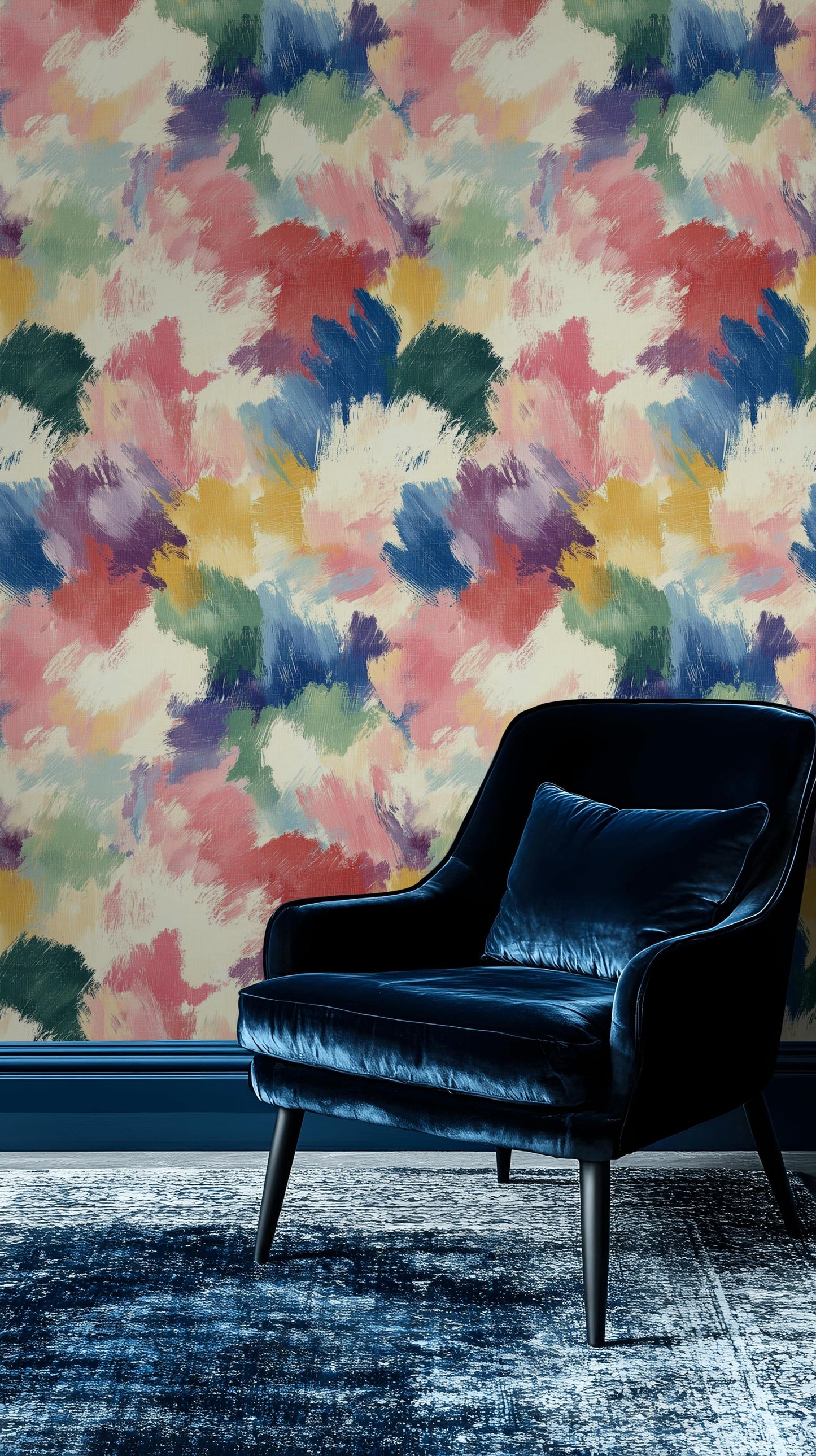 Abstract Colorful Brushstroke Wallpaper | Vibrant Textured Wall Mural | Modern Artistic Peel and Stick Decor