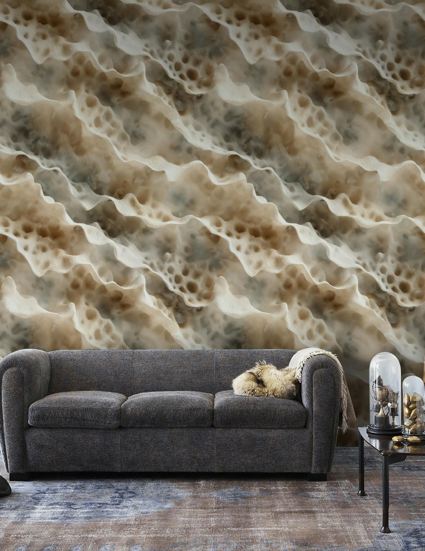 Ocean Wave Texture Wallpaper | Abstract Coral Reef Wall Mural | Coastal Peel and Stick Decor