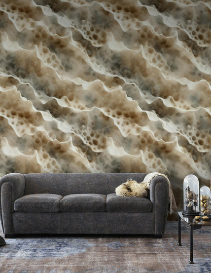Ocean Wave Texture Wallpaper | Abstract Coral Reef Wall Mural | Coastal Peel and Stick Decor