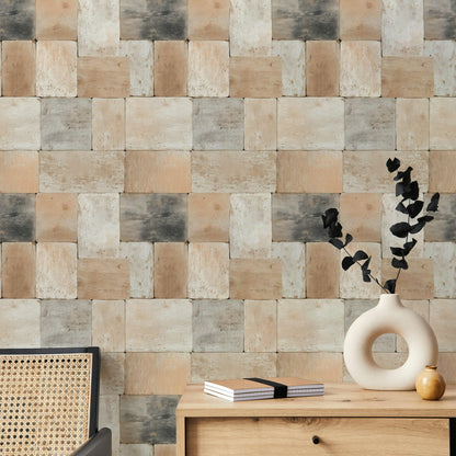 Rustic Brick Peel and Stick Wallpaper: Farmhouse Cabin Wall Mural
