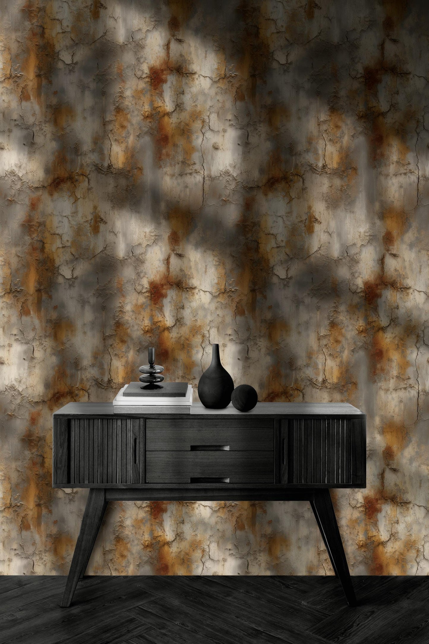 Cracked Terracotta Wallpaper Mural | Distressed Rustic Plaster Texture | Industrial Peel and Stick Wall Decor