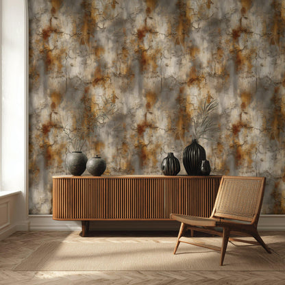 Cracked Terracotta Wallpaper Mural | Distressed Rustic Plaster Texture | Industrial Peel and Stick Wall Decor