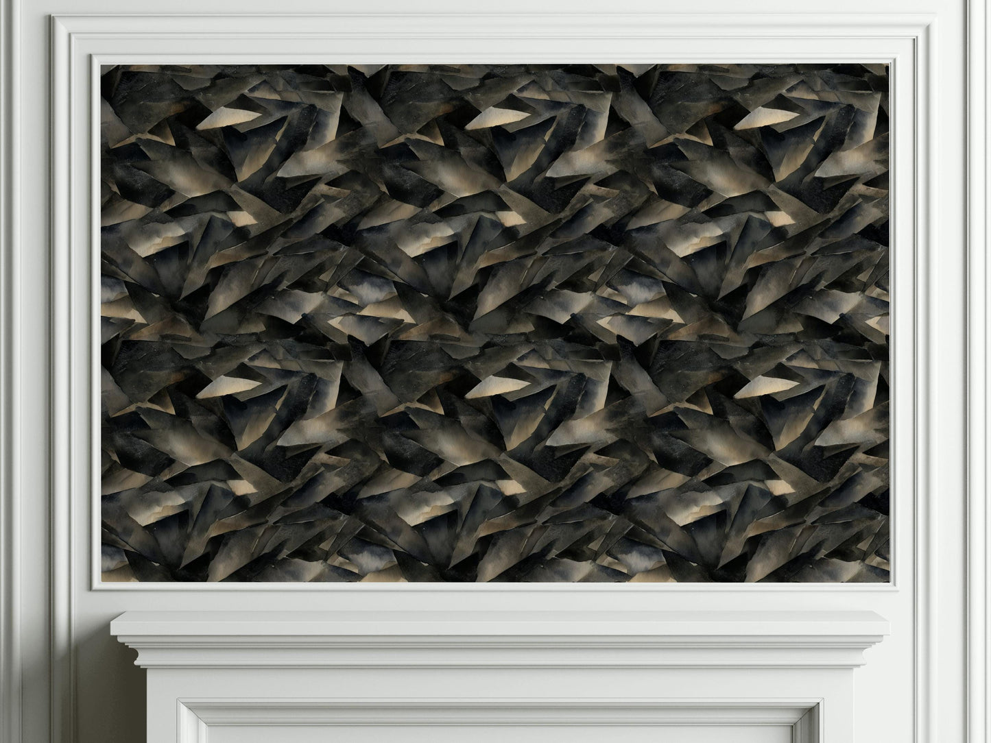 Abstract Broken Glass Wallpaper: Dark Gray Geometric Shard Mural