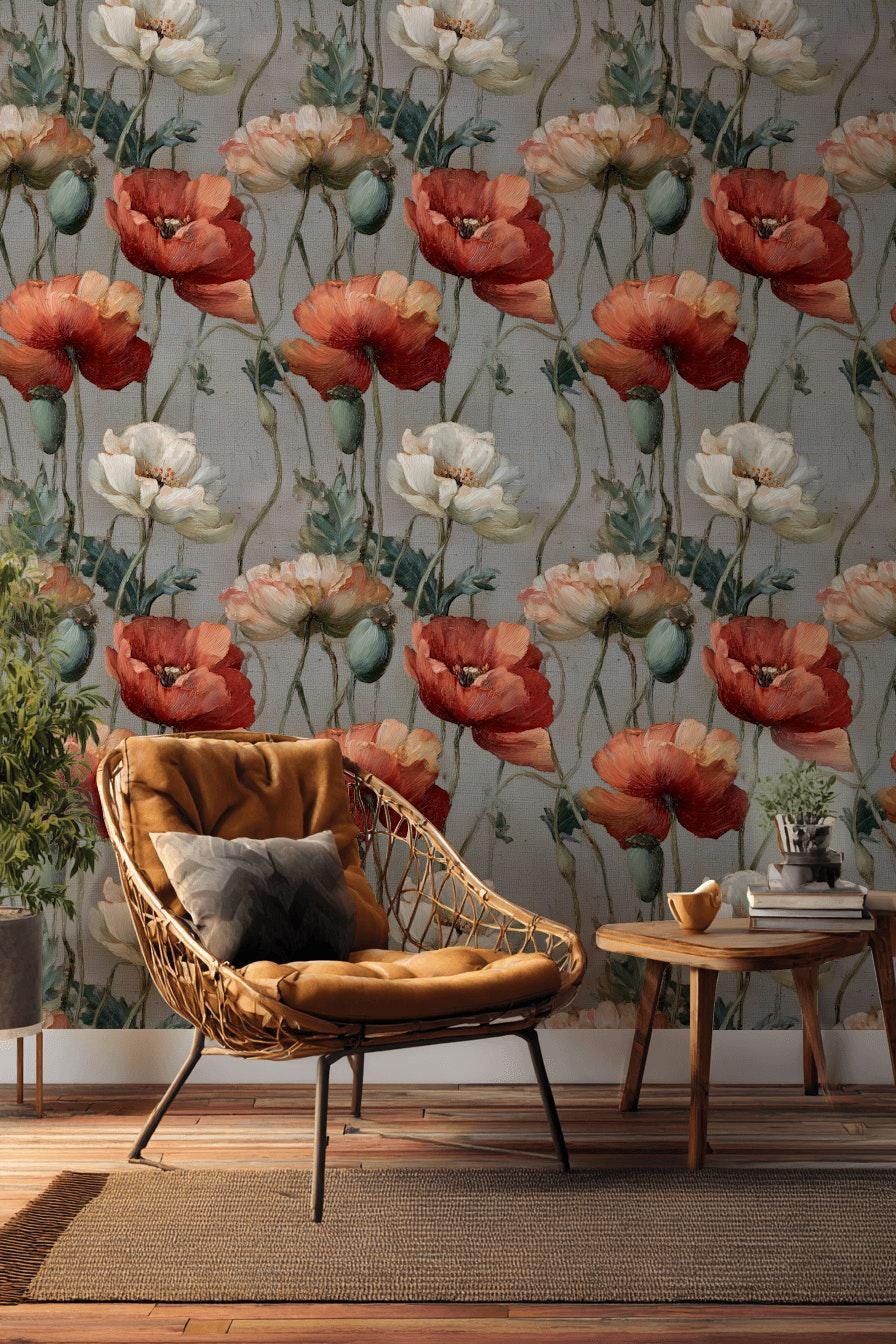 Dutch Floral Wallpaper: Vintage Oil Painting Mural, Dark Academia Peel and Stick