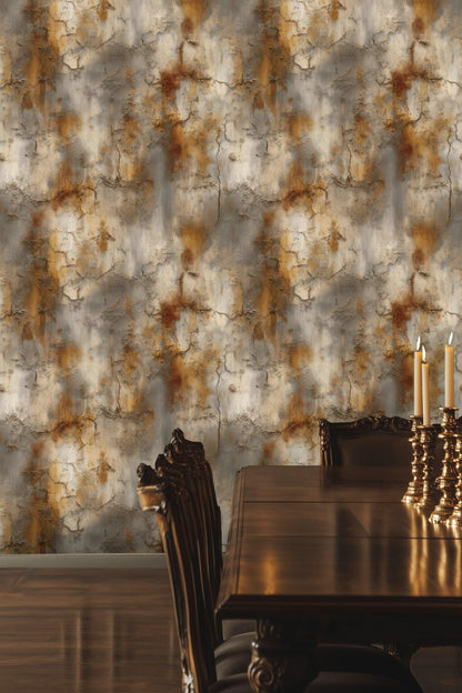 Cracked Terracotta Wallpaper Mural | Distressed Rustic Plaster Texture | Industrial Peel and Stick Wall Decor