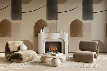 Abstract Geometric Wallpaper, Minimalist Wall Mural, Neutral Tones Peel and Stick Decor