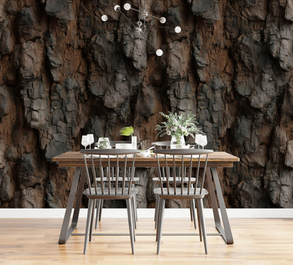 Realistic Tree Bark Wallpaper | Rustic Cabin Wall Mural | Natural Peel and Stick Decor