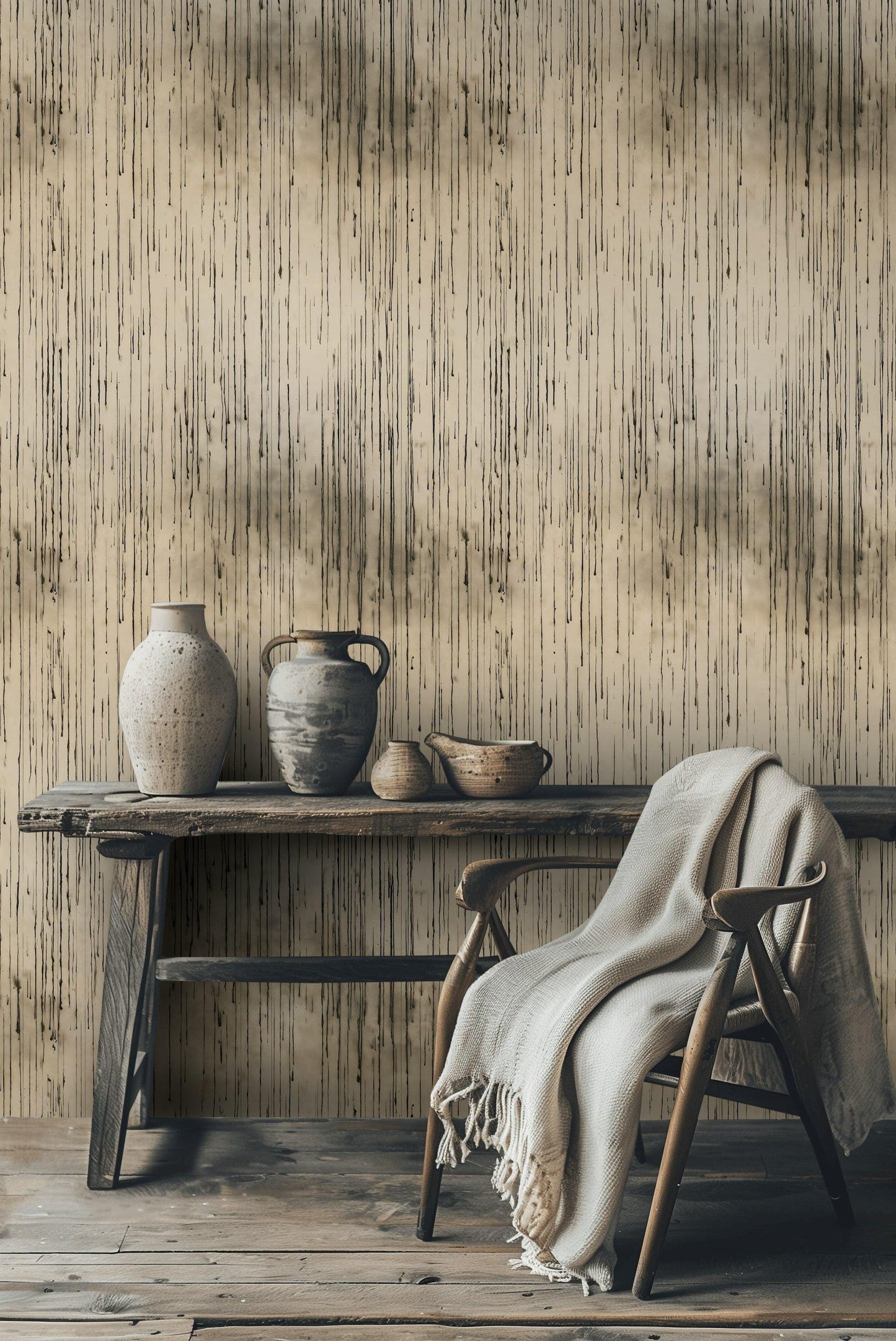 Abstract Drip Paint Wallpaper | Modern Industrial Wall Mural | Textured Peel and Stick Decor