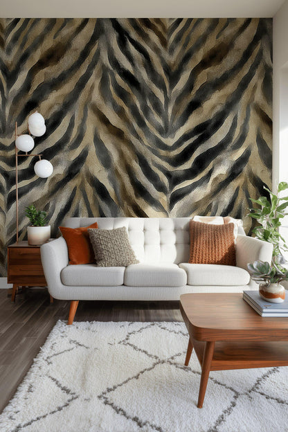 Zebra Print Wallpaper Abstract Animal Print Wall Mural Neutral Peel Stick Decor