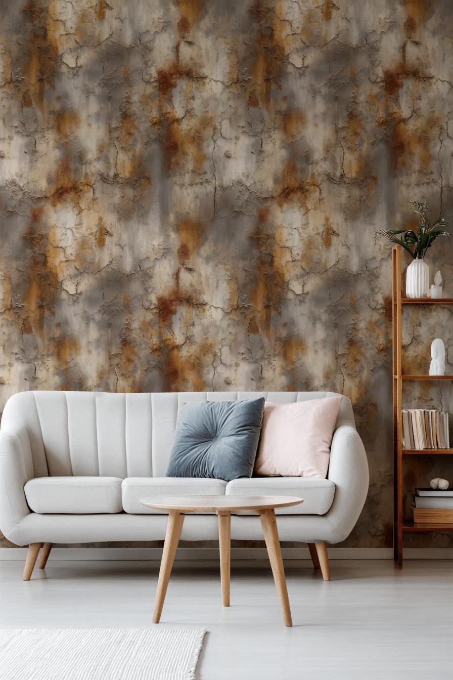 Cracked Terracotta Wallpaper Mural | Distressed Rustic Plaster Texture | Industrial Peel and Stick Wall Decor