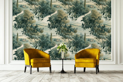Tuscan Landscape Wallpaper | Olive Tree Wall Mural | Italian Countryside Peel and Stick Decor