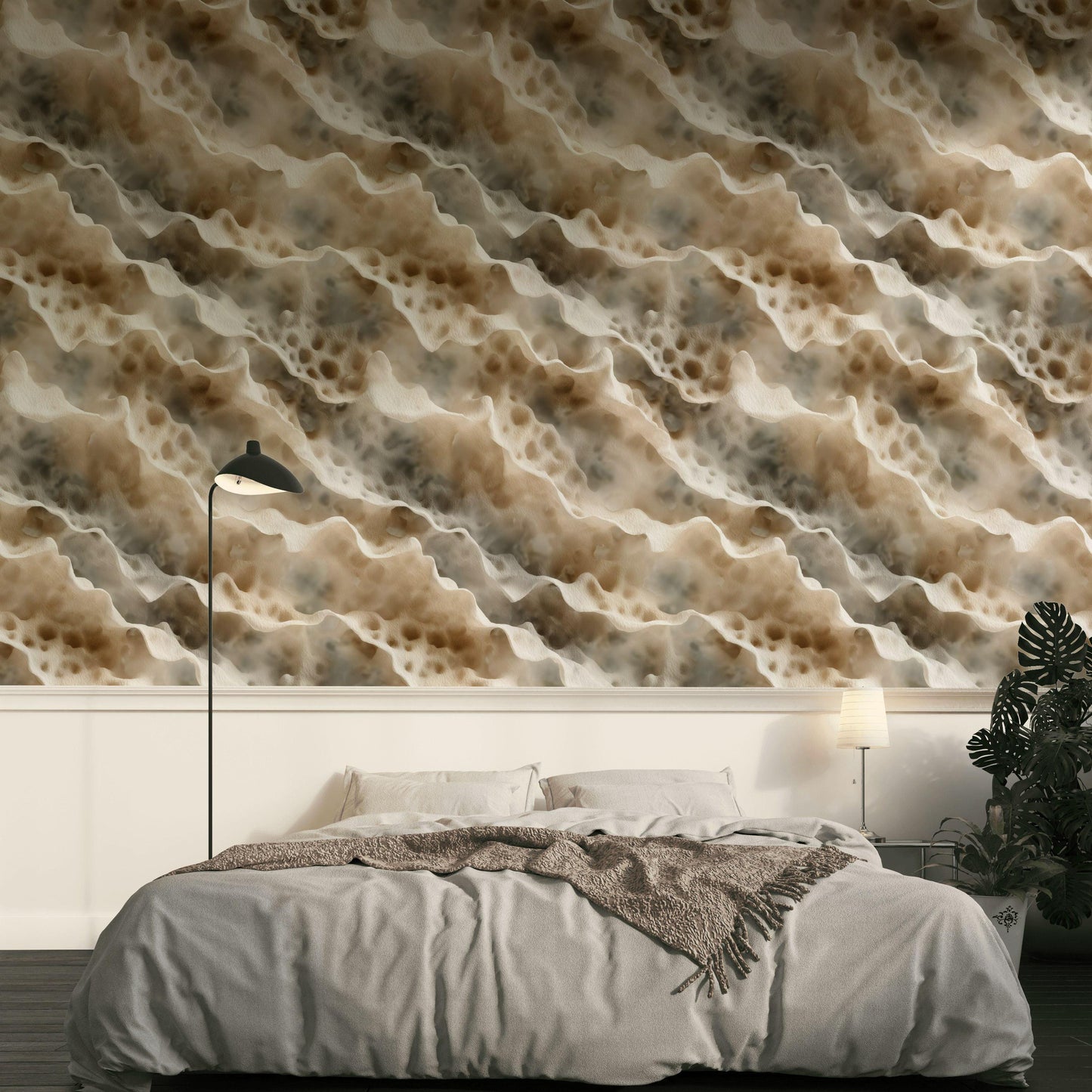 Ocean Wave Texture Wallpaper | Abstract Coral Reef Wall Mural | Coastal Peel and Stick Decor